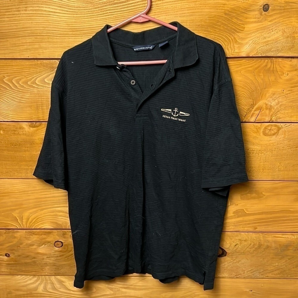 MENS LARGE BLACK POLO.  Hilton Head‎ Island.